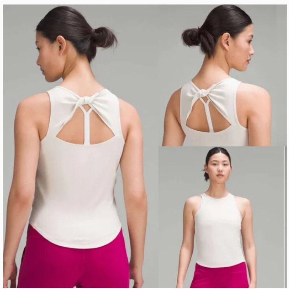 Lululemon Modal Silk Twist-Back Yoga Tank Top Bone- Light Cream Women's XS/S
